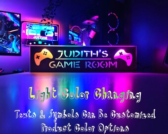 Custom Game Room Color Changing LED Sign: Gamer Gift
