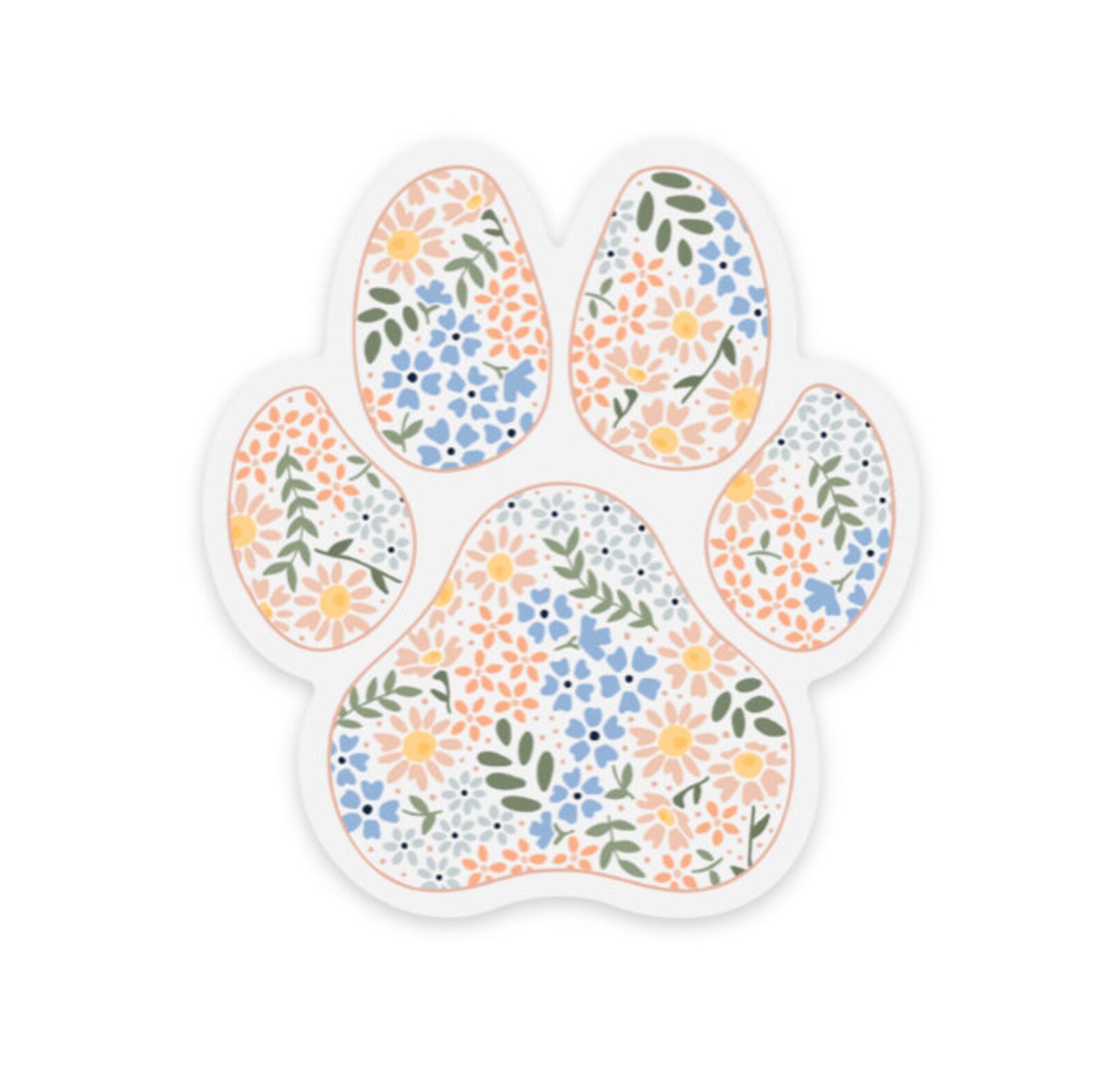 Clear Floral Paw Print Sticker 2.5x2.5 In. Etsy Canada