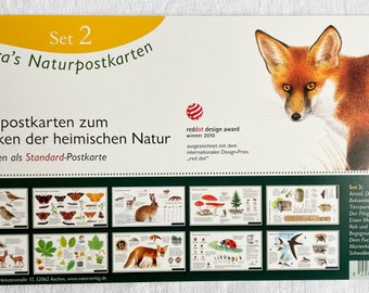 Nature postcard set 2 / season table / nature postcards / blackbird / butterflies / toadstool / wawra / nature