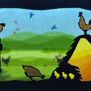 Spring hen, chick and rooster / Waldorf / transparent / Window Picture / window Mural  / season table / nature Table