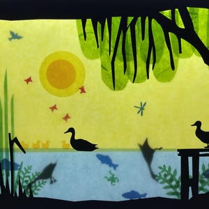 Frühling am Teich / Waldorf / transparent / Fensterbild / Fensterbilder / Jahreszeitentisch