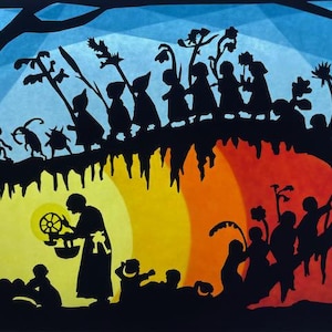 Crianças raiz com a Mãe Terra / Dança Circular / Waldorf / transparente / quadro de janela / quadros de janela / quadros de janela mesa de estações