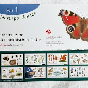 Natur Postkarten Set 1 / Jahreszeitentisch / Naturpostkarten / Hummel / Käfer / Rotkehlchen / Eule / Wawra / Natur