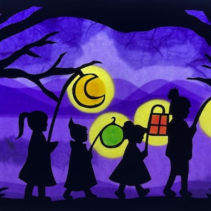 Lantern Walk / Waldorf / transparent / Window Picture / window Mural  / season table / nature Table