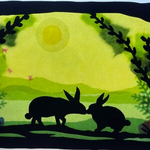 Spring and easter Bunny / Waldorf / transparent / Window Picture / window Mural  / season table / nature Table