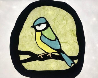 Blaumeise / Vogel / Waldorf / transparent / Fensterbild / Fensterbilder / Singvogel / Jahreszeitentisch / Natur / Wald