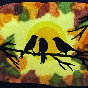 Birds  autumn time / Waldorf / transparent / Window Picture / window Mural  / season table / nature Table