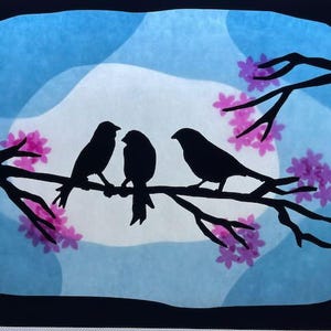 Birds Springtime / Waldorf / transparent / Window Picture / window Mural  / season table / nature Table