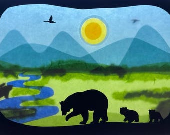 Bears in spring / Waldorf / transparent / Window Picture / window Mural  / season table / nature Table