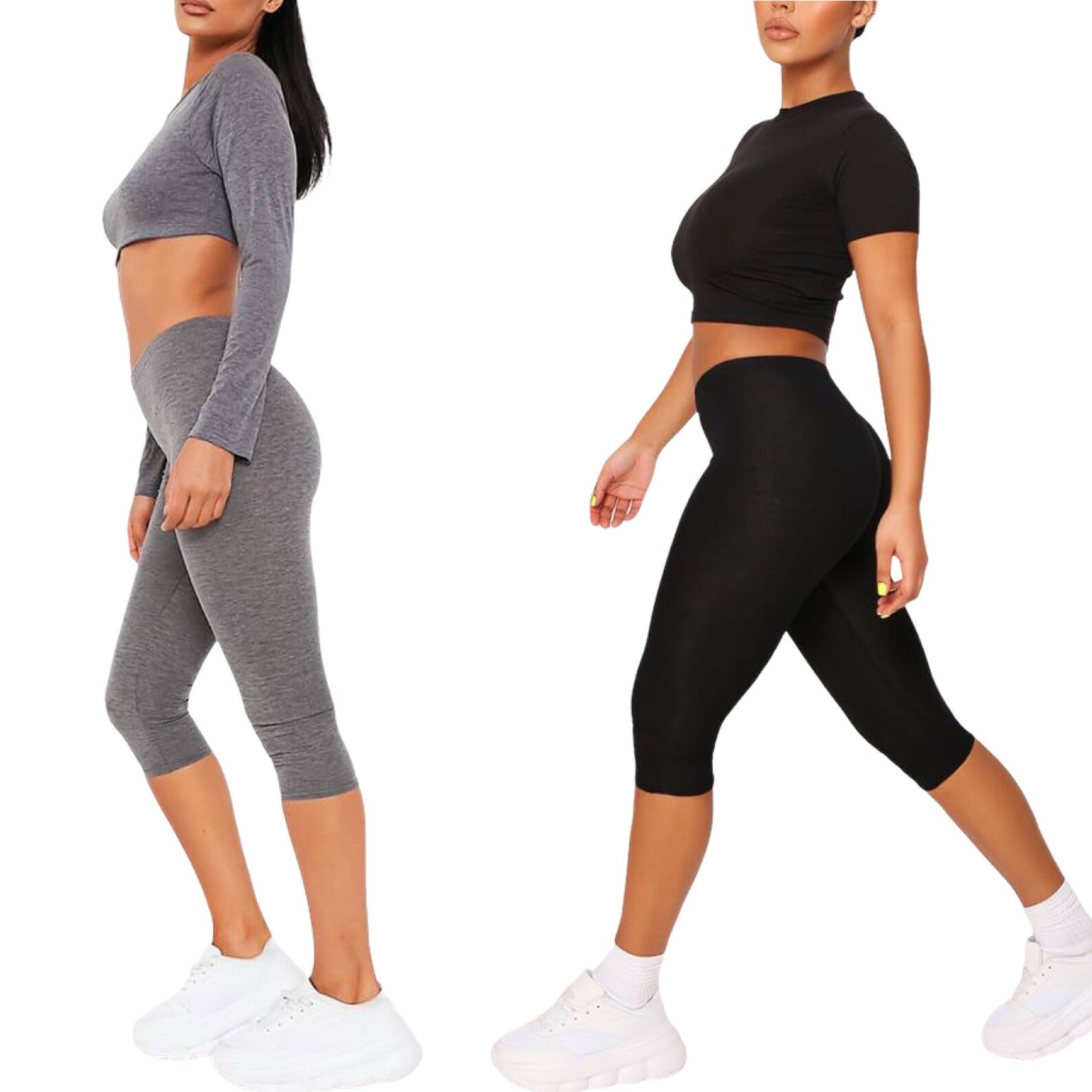 Multipack Womens Ladies 3/4 Cropped Leggings Slim Fit Summer Etsy