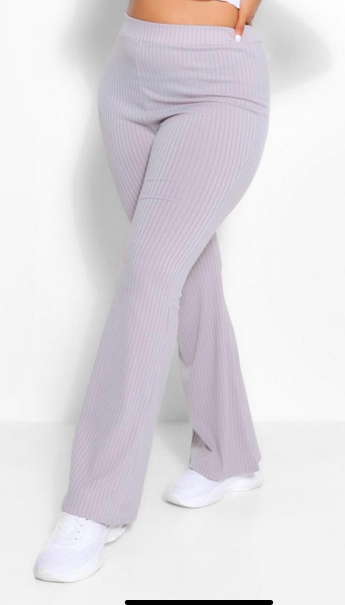 Rib Knit High Waist Flare Trousers Wide Leg Trousers High Etsy UK