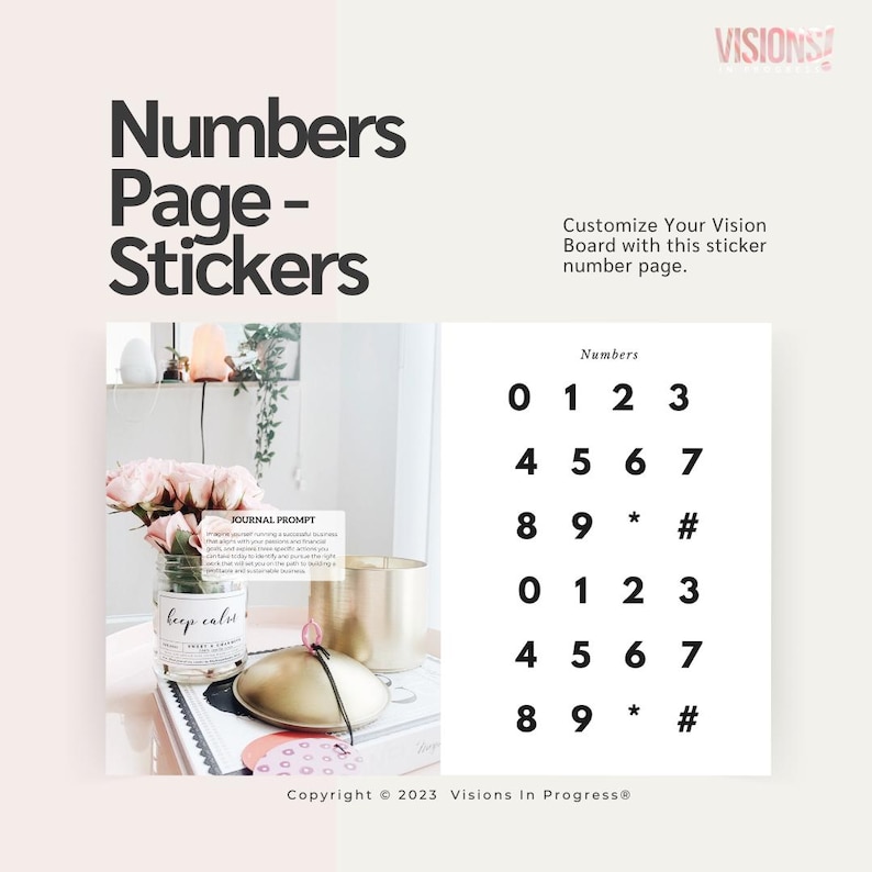 Vision Board Book & Kit "Visions In Progress": Magazine, Poster Board, Washi Tape | Goal Planner image 9