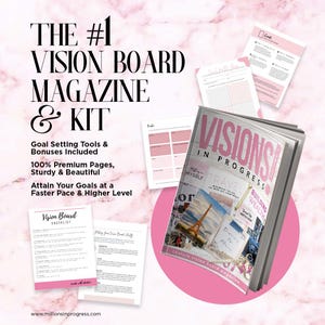 Vision Board Book & Kit "Visions In Progress": Magazine, Poster Board, Washi Tape | Goal Planner image 17