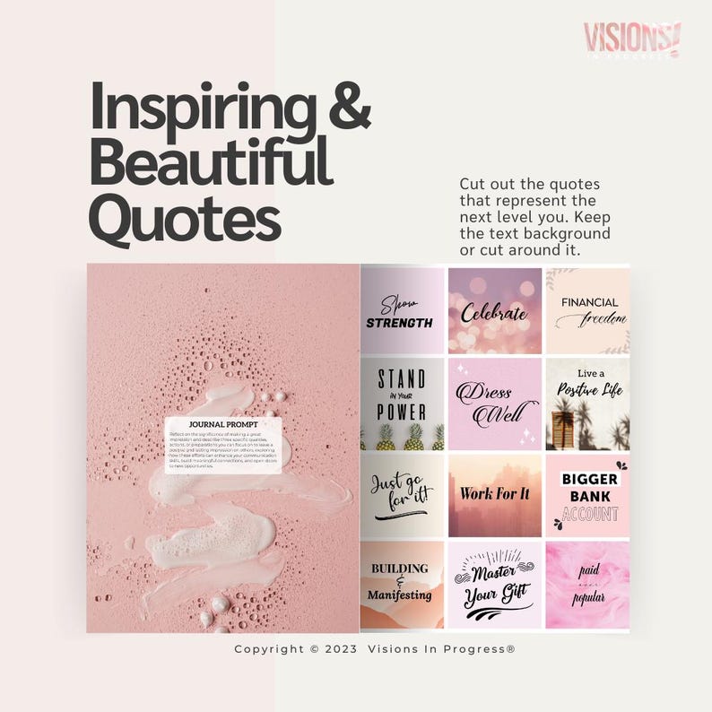 Vision Board Book & Kit "Visions In Progress": Magazine, Poster Board, Washi Tape | Goal Planner image 5