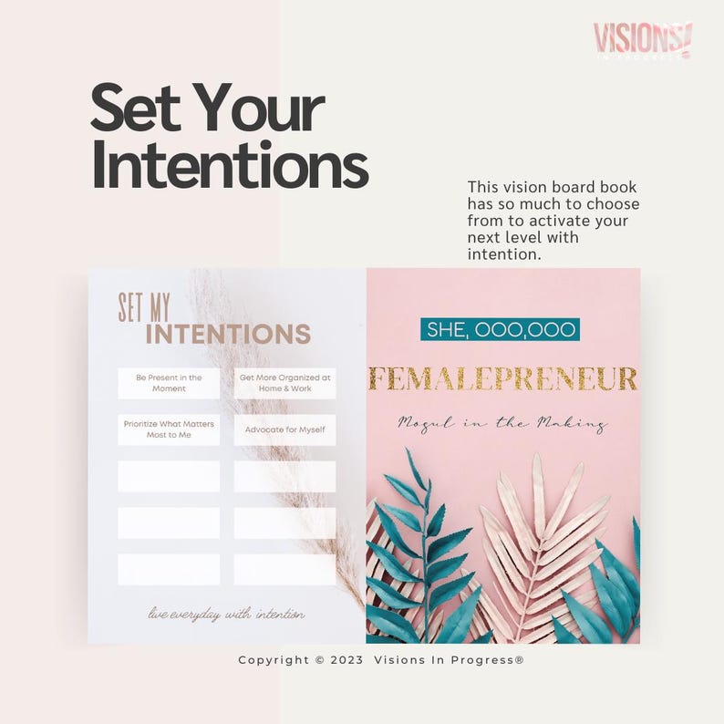 Vision Board Book & Kit "Visions In Progress": Magazine, Poster Board, Washi Tape | Goal Planner image 6