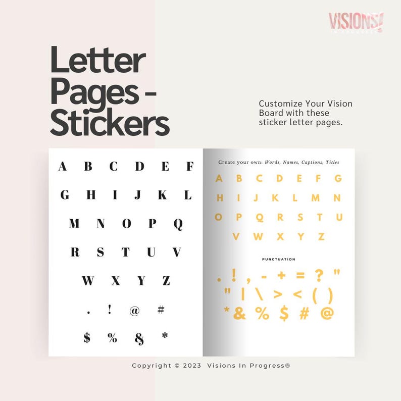 Vision Board Book & Kit "Visions In Progress": Magazine, Poster Board, Washi Tape | Goal Planner image 8