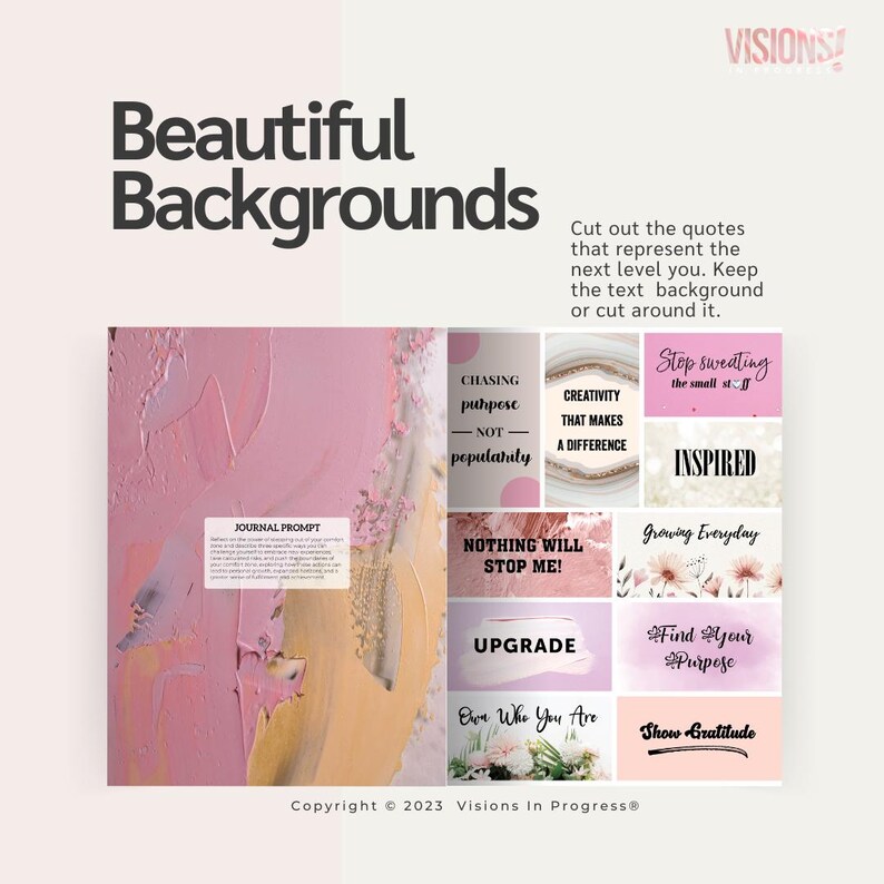 Vision Board Book & Kit "Visions In Progress": Magazine, Poster Board, Washi Tape | Goal Planner image 7