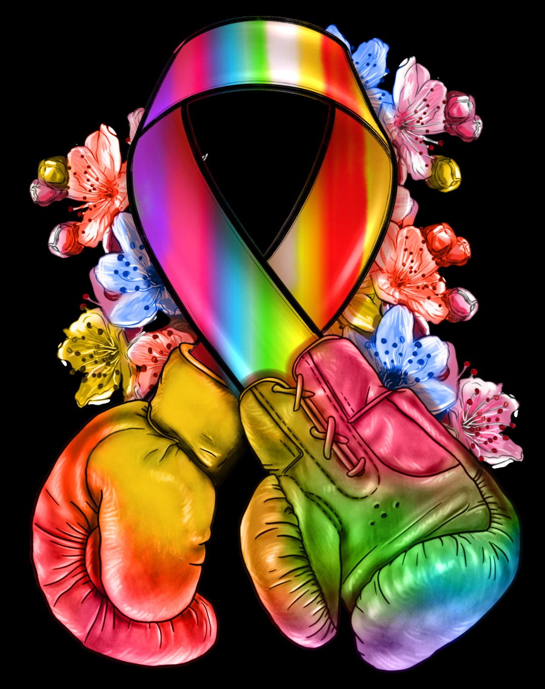 RAINBOW CANCER RIBBON Png - Etsy