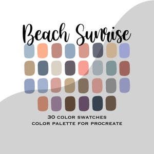 Beach Sunrise color palette // Color palette for Procreate
