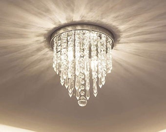 Flush Mount Ceiling Light Crystal Etsy