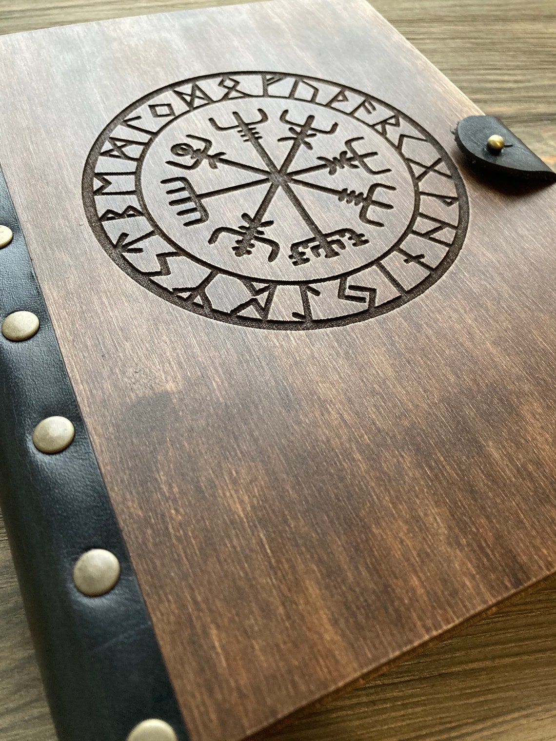 Viking book Leather notebook Wooden sketchbook Personalized Etsy
