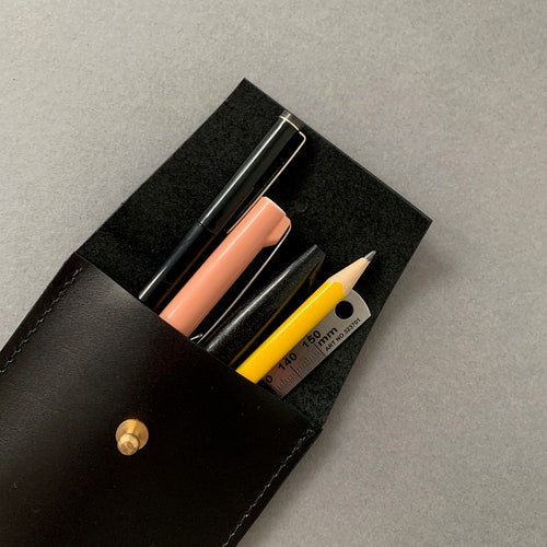 Leather Pencil Case Vintage Leather Pencil Roll Vintage Etsy