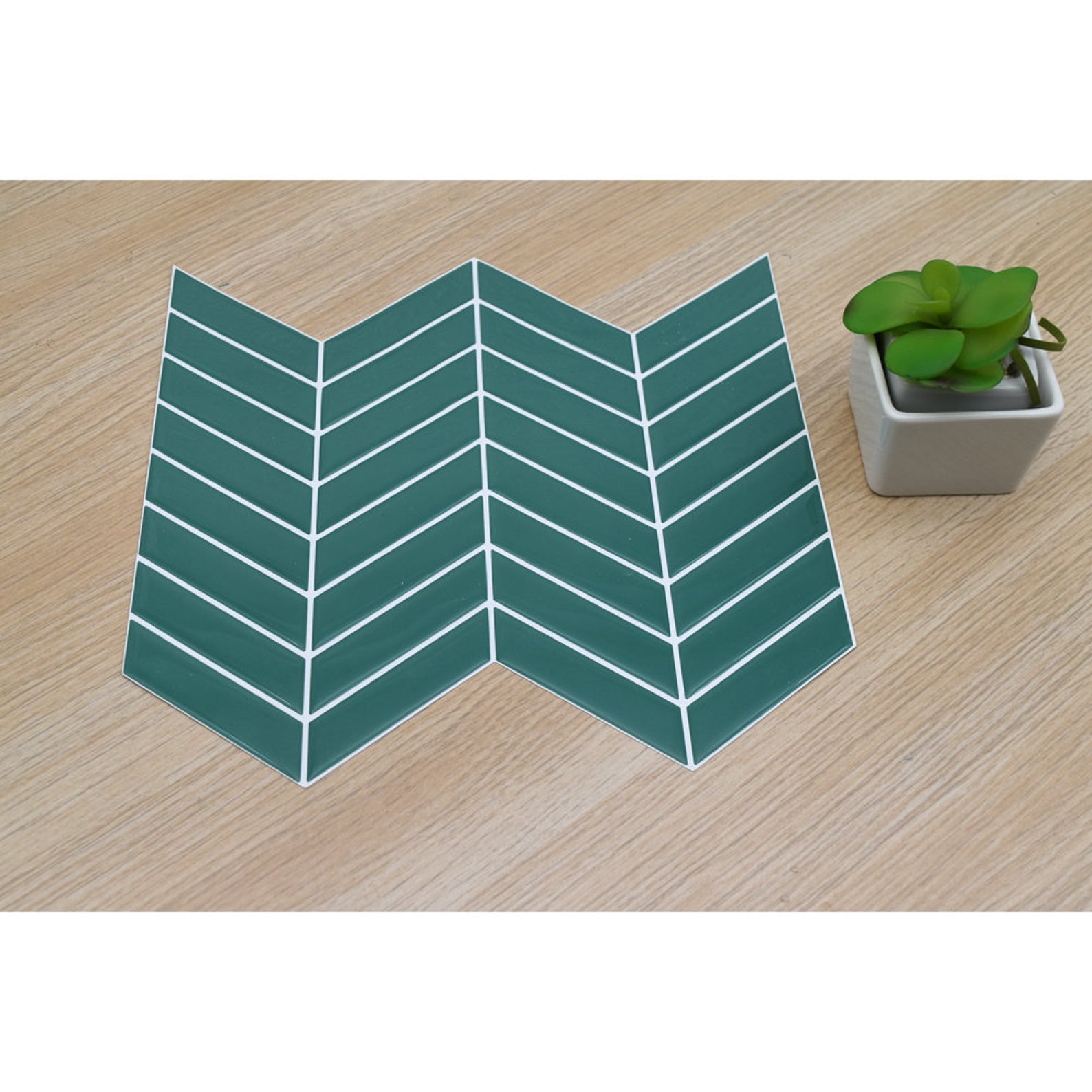 Diy Green Leaf Wall Peel N Stick Tile Stickers Waterproof Etsy