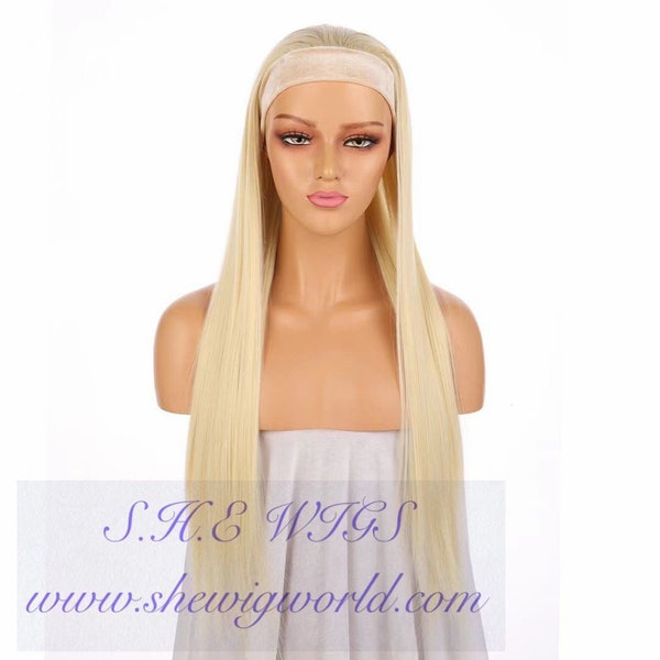 Synthetic Straight Headband Wigs Machinemade Long Blond Wig Heat Rssistant For Women