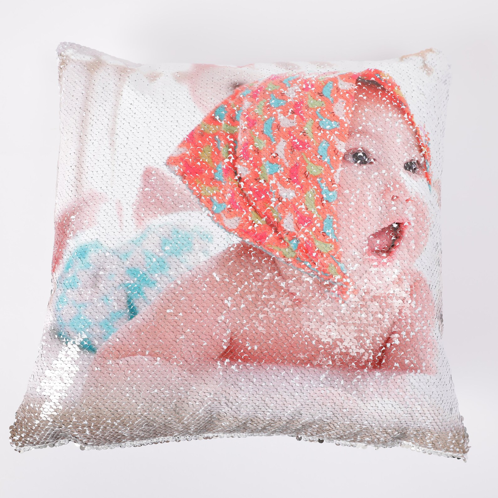 Family photo sequin pillow custom image reversible sequin Etsy