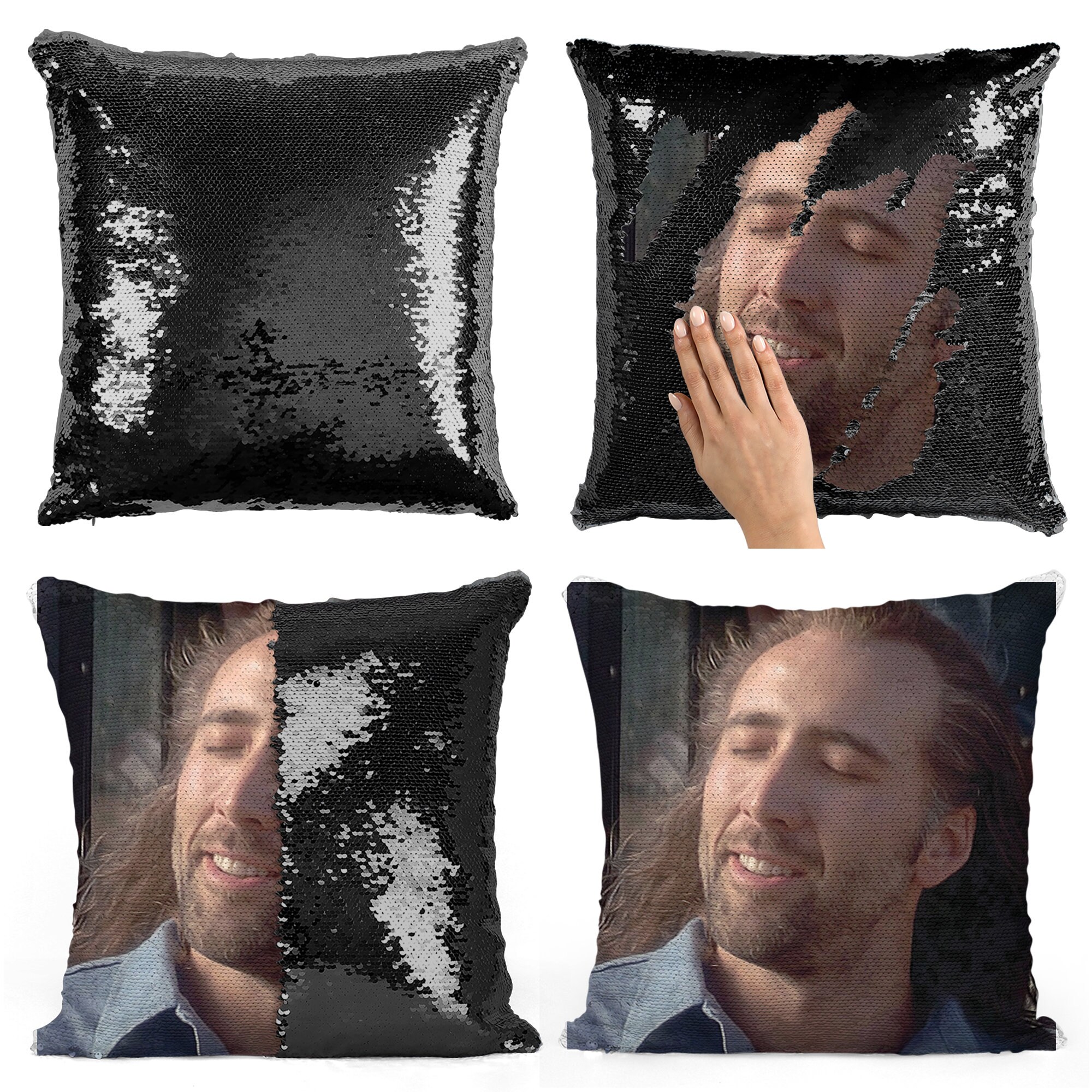 nicholas cage pillow sequin