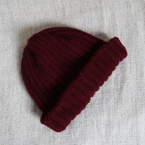 Bonnet crochet fait main bordeaux - acrylique