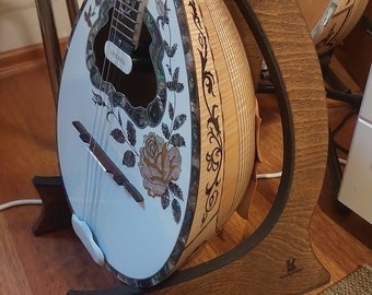 Folding wooden instrument stand for bouzoukis mandolins banjos baglamas  - Ships from the US
