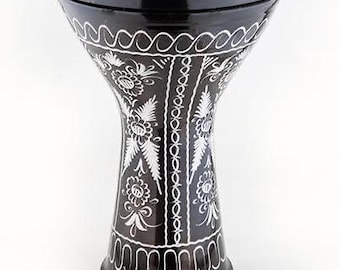 Turkish Cast-Aluminum Darbuka – 8.5" Anatolian Motifs  Percussion Drum with Case