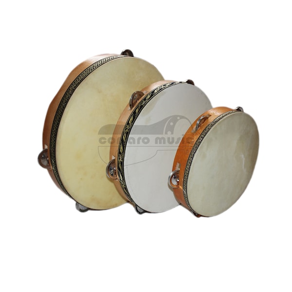 Def/Riqq Goat-Skin Head, Double Row Cymbals 3 sizes (8.7"-10"-12.6") Free Fedex Shipping to US & Germany