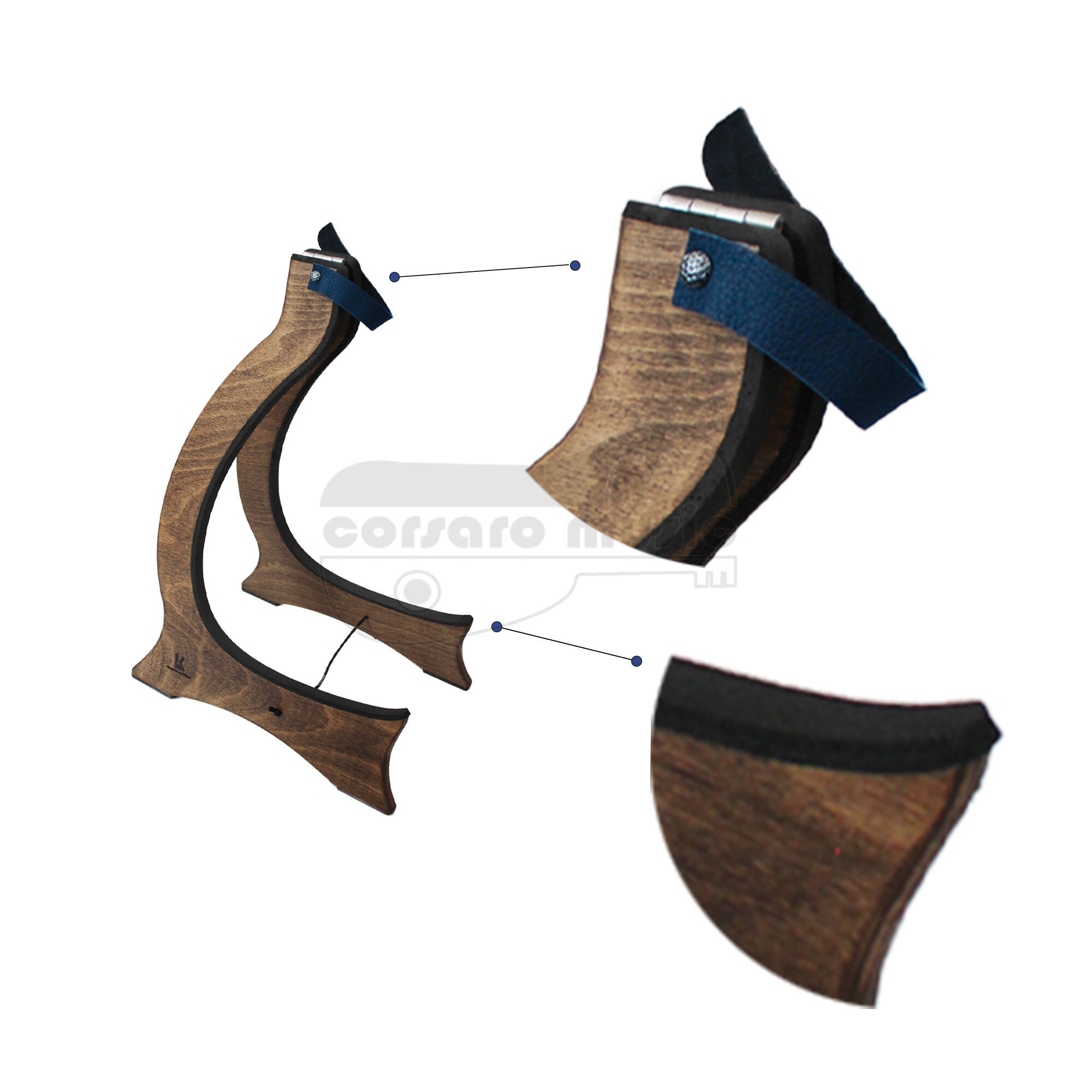 Folding Wooden Instrument Stand for Bouzoukis Mandolins Banjos Baglamas