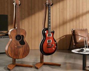 Handcrafted Wooden Guitar Stand for Acoustic, Electric, Bass & Classical Guitars – Mermaid Base, Non-Slip Pads, Fast Free Shipping from NJ