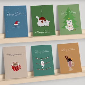 Weihnachtskarten Set „Merry Catmas“ – Klappkarten mit Katzenmotiven | Lustige Weihnachtsgrüße für Tierfreunde