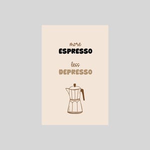 Postkarte „More Espresso less Depresso“: Typografie-Karte