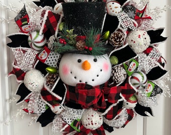 Snowman wreath, snowman swag, snowman decorations, snowman decor, Christmas wreath, Christmas swag, gingerbread wreath, gingerbread swag
