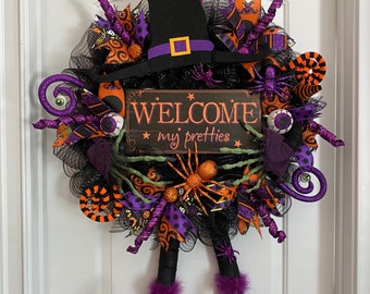 Couronne d'Halloween, couronne de sorcière, décorations d'Halloween, guirlandes d'Halloween, décorations d'Halloween, guirlandes de sorcière, décorations de sorcière, araignées