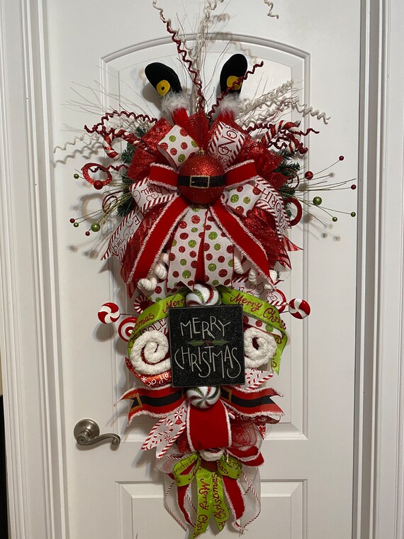 Christmas Swag, Christmas Wreath, Santa Swag, Santa Wreath, Grinch