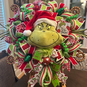 Grinch inspired Christmas wreath, the grinch, Christmas wreath, grinch swag, grinch decor, grinch decorations, grinch wreath, Christmas swag