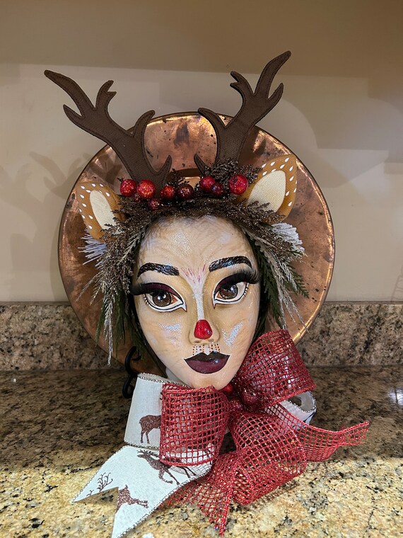 Christmas Mannequin Head, Peppermint Mannequin Head, Painted  display picture 3