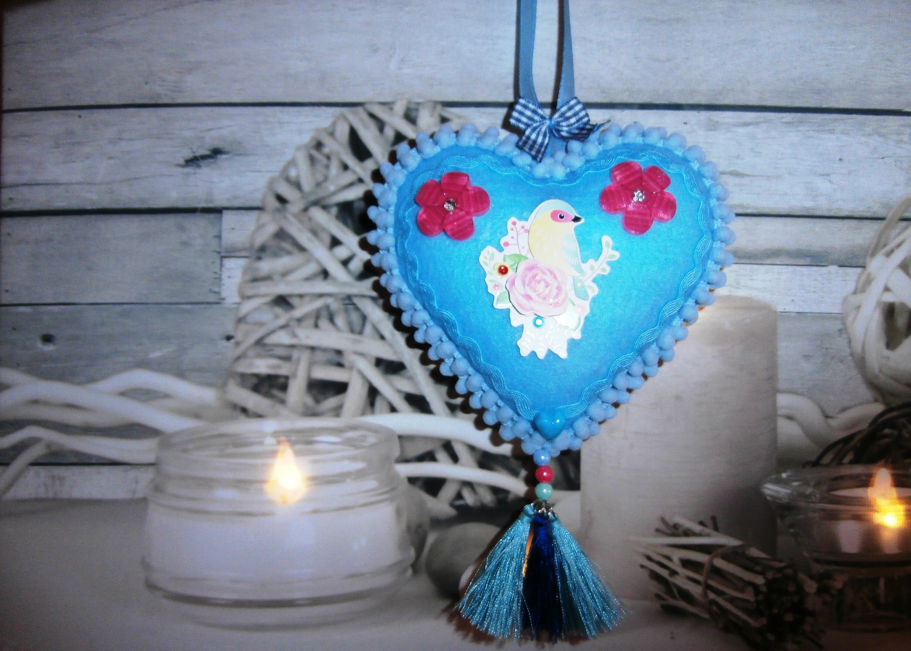 Tulipe Réservée à Stanley Décoration Colorée en Feutrine Suspendre avec Oiseaux, Tulipes et Papillon