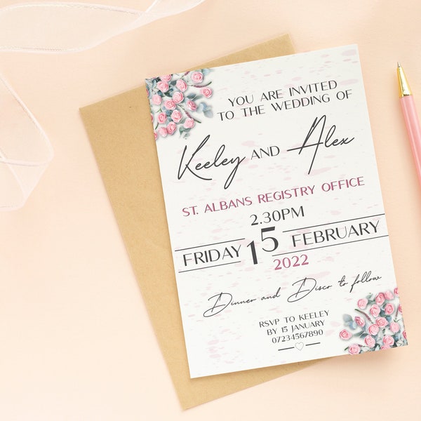 Printable Wedding Invitation - Etsy UK