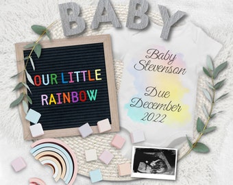 Rainbow Baby Pregnancy Announcement Digital Social Media Reveal instagram facebook scan due date Mum Dad parents to be Christmas 2023 gender