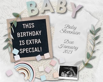 Pregnancy Digital Social Media Announcement Baby Reveal Mum Dad to be Parents Expecting Ultrasound Scan Family love bump birthday