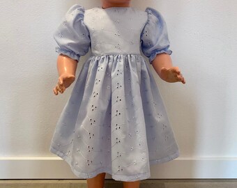 Delicate light blue, self-sewn doll dress for turtle dolls, size 46, 56, 70