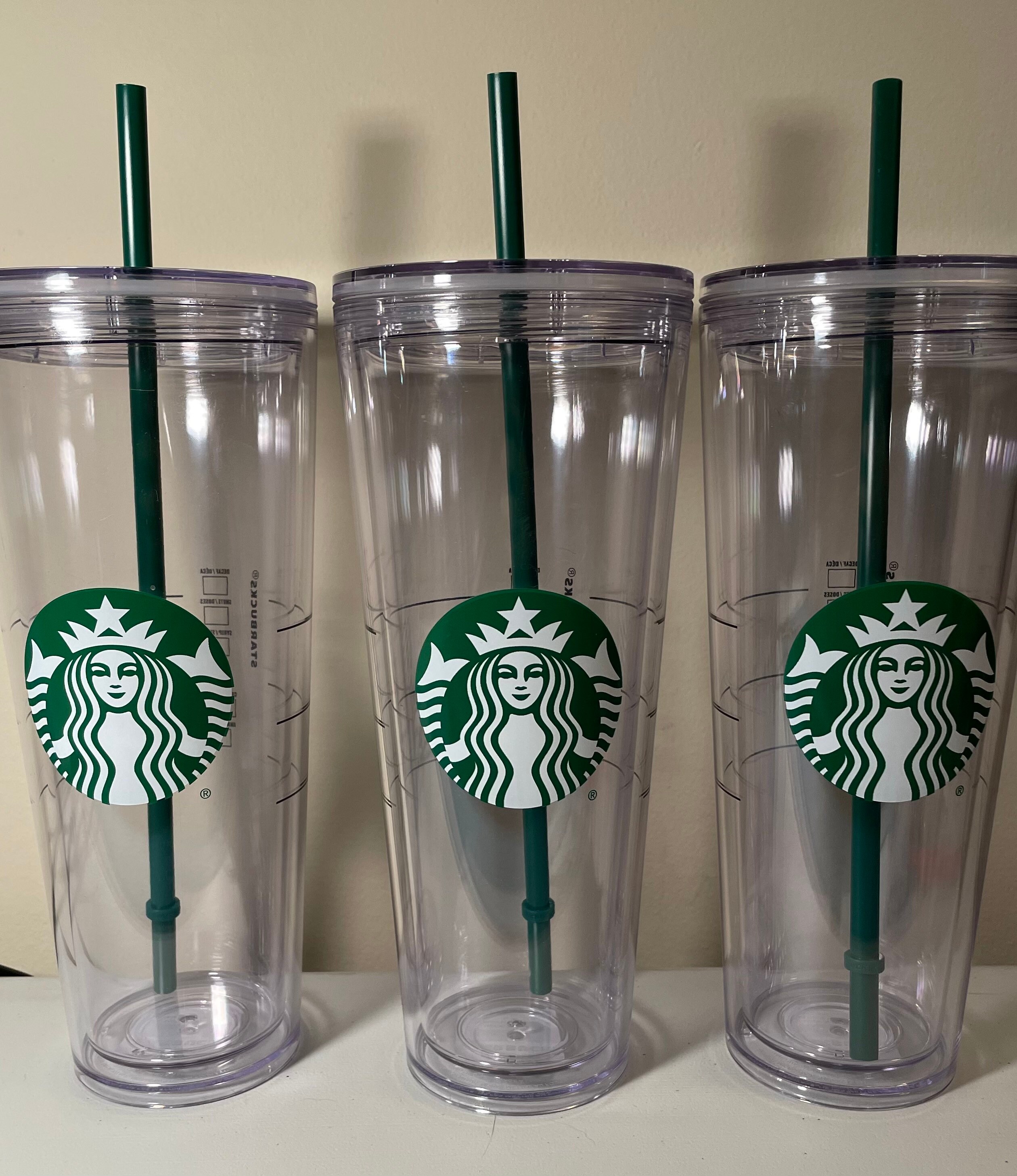 Venti Starbucks Cup Clear Cold Acrylic 24oz Tumbler Imported 