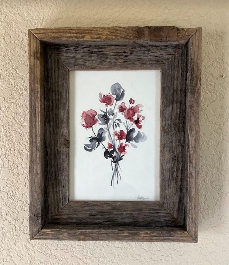 Set of 2: Small Abstract Watercolor Florals, Thrifted Frames - Etsy